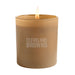Suede brown single-wick Crate & Barrel Monochrome Scented Candle featuring Cleveland Browns lettering on the front