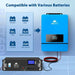 Sun Gold Power 10000W 48V Split Phase Solar Inverter connected to a battery, illustrating compatibility with flooded, AGM, GEL, sealed lead acid, LiFePO4, and user-defined batteries