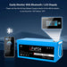 Sun Gold Power 12V 200Ah LiFePO4 Deep Cycle Lithium Battery paired with a smartphone and LCD display for Bluetooth battery monitoring