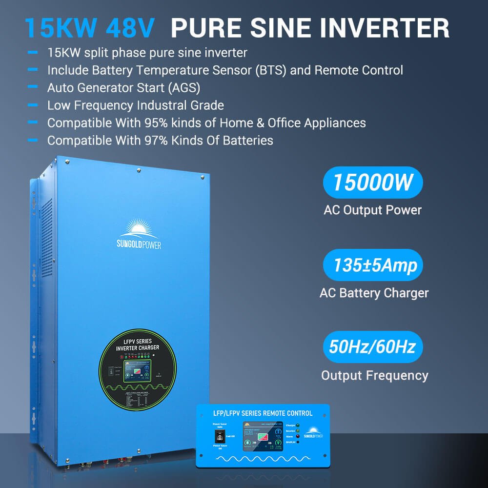 Sun Gold Power 15000W 48VDC 120V/240V LifePo4 30.72KWH Lithium Battery Off-Grid Solar Kit Wiring Diagram