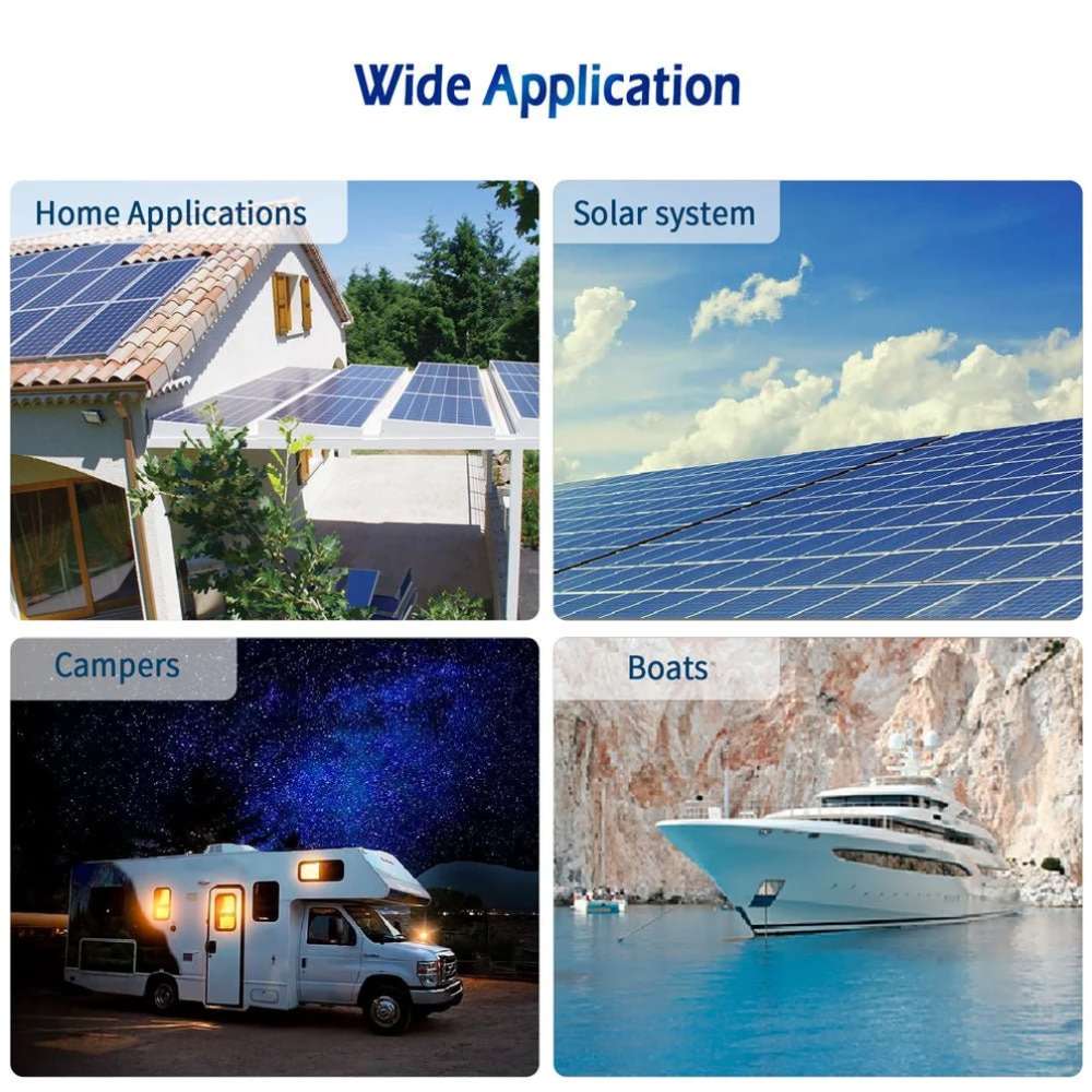 Sun Gold Power 2000W DC 12V Pure Sine Wave Inverter With Charger illustrated for use in homes, solar systems, campers, and boats