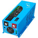 Sun Gold Power 3000W DC 12V Pure Sine Wave Inverter With Charger shown in blue features heavy-duty battery terminals, a cooling fan, and a durable metal housing