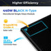 Sun Gold Power 440W Mono Black N-Type Solar Panel graphic shows N-type Grade-A solar cells with a 22.5% conversion rate