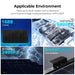 Sun Gold Power 440W Mono Black N-Type Solar Panel infographic highlights weather resistance, 16BB half-cell design, wind and snow load ratings, and easy installation