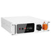 Sun Gold Power 48V 100Ah Server Rack Lithium Battery viewed from a front-left angle, highlighting the metal enclosure, front control panel, and heavy-duty battery connectors