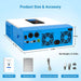 Sun Gold Power 5000W 48V Solar Charger Inverter [Single, 80A MPPT] shown with its dimensions, weight, and included accessories such as the user manual, warranty card, communication cable, and cable lugs