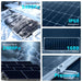 Sun Gold Power 560W Bifacial N-Type Solar Panel highlighting snow load, wind load, IP68 waterproof rating, 16BB half-cell design, and preserved mounting holes