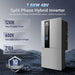 Sun Gold Power 7600W Hybrid Inverter 48V Split Phase highlighting a 12kW maximum PV input, 600V maximum open circuit voltage, 210A maximum charge current, and a 10-year warranty