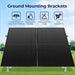 Sun Gold Power Modular & Expandable Ground Mount Brackets supporting two large solar panels with adjustable tilt for efficient outdoor installation
