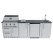 Sunstone Bayou 8ft 6in Outdoor Kitchen Island Package angled view with grill, sink, storage, and built-in fridge