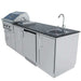Sunstone Bayou 8ft 6in Outdoor Kitchen Island Package close angle highlighting sink, countertop, and storage cabinets