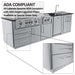 Sunstone Bayou 8ft 6in Outdoor Kitchen Island Package full view highlighting ADA-compliant cabinet design and drawer details