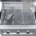 Sunstone Bayou 8ft 6in Outdoor Kitchen Island Package grill interior with labeled features and cooking surface