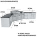 Sunstone Big-Texan 21ft Outdoor Cabinet large Island Package measurement diagram showing exact dimensions and angles of the island layout