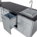 Sunstone Big-Texan 21ft Outdoor Cabinet large Island Package pull-out trash drawer beside the sink with dual bins for waste and recycling