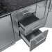 Sunstone Big-Texan 21ft Outdoor Cabinet large Island Package showing two stacked drawers pulled open for storage space