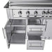 Sunstone French Quarter 13ft 7in Outdoor Kitchen Island Package displays open storage with drawers and cabinets beneath the grill