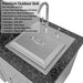 Sunstone French Quarter 13ft 7in Outdoor Kitchen Island Package features a covered stainless steel sink with listed specifications and accessories