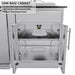 Sunstone French Quarter 13ft 7in Outdoor Kitchen Island Package shows an open sink base cabinet with interior shelf and plumbing access