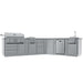 Sunstone Savanna 16ft Outdoor Cabinet Package with 60° Angle is displayed front-facing with grill, drawers, fridge, and sink on a white background