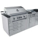 Sunstone Savanna 16ft Outdoor Cabinet Package with 60° Angle is shown from the back, featuring stainless steel cabinets, a sink, and a grill