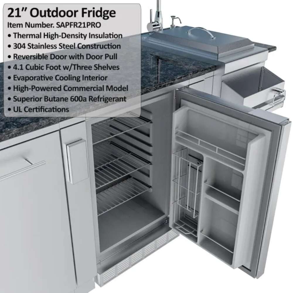Sunstone Savanna 16ft Outdoor Cabinet Package with 60° Angle shows a double side burner with control knobs and stainless steel finish