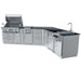 Sunstone Savanna 16ft Outdoor Cabinet Package with 60° Angle shows an open grill with visible grates, cabinets, and sink