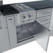 Sunstone Savanna 16ft Outdoor Cabinet Package with 60° Angle shows open storage drawers beside the side burner