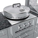 Sunstone TexCajun 9ft Outdoor Kitchen Island Package burner with closed lid on a stainless steel outdoor kitchen unit
