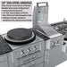 Sunstone TexCajun 9ft Outdoor Kitchen Island Package showing a round steel griddle on a built-in outdoor cooking station