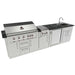 Sunstone Deluxe 10ft Outdoor Grill & Cabinet Island Package with stainless steel finish, granite countertop, and built-in grill, sink, and fridge