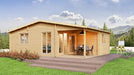 Surrounded by scenic mountains, the GardenHouse24 USA Skanderborg 70 Garden Room includes outdoor dining on the patio and blends into nature beautifully