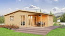 Surrounded by scenic mountains, the GardenHouse24 USA Skanderborg 70 Garden Room includes outdoor dining on the patio and blends into nature beautifully