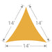 TS-14 Tenshon Equilateral Triangle Shade Sail dimension diagram showing a 14-foot equilateral triangle design