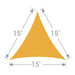 TS-15 Tenshon Equilateral Triangle Shade Sail dimension diagram showing a 15-foot equilateral triangle design