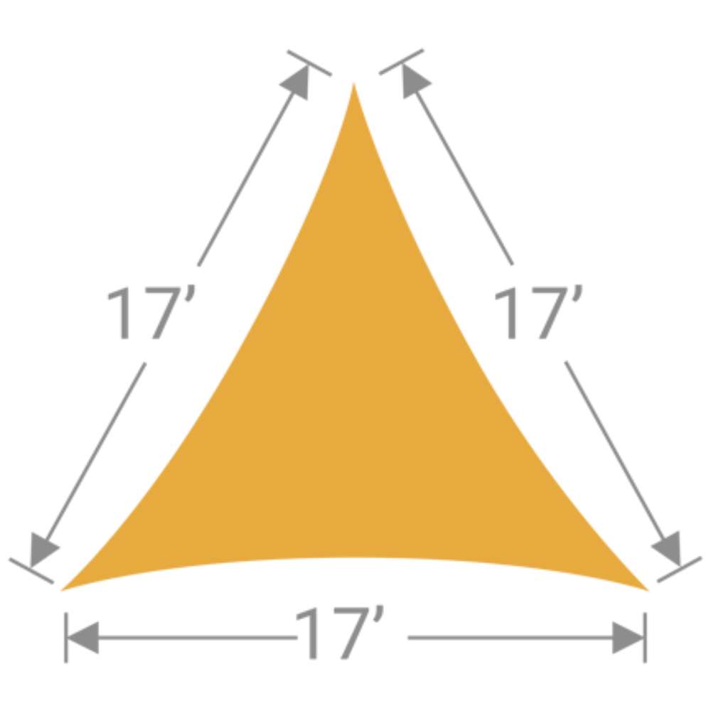 TS-17 Tenshon Equilateral Triangle Shade Sail dimension diagram showing a 17-foot equilateral triangle design