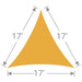 TS-17 Tenshon Equilateral Triangle Shade Sail dimension diagram showing a 17-foot equilateral triangle design