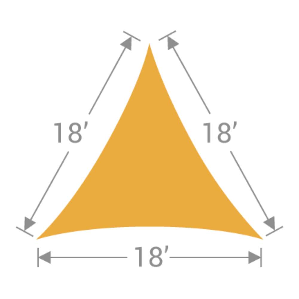TS-18 Tenshon Equilateral Triangle Shade Sail dimension diagram showing an 18-foot equilateral triangle design
