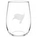 Tampa Bay Buccaneers Crate & Barrel NFL Aspen 17oz Stemless Wine Glass, Set of 4 features a clear stemless glass etched with the Buccaneers pirate flag logo