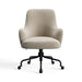 Taupe Palisades Recycled Chenille Crate & Barrel Bellevue Upholstered Office Chair in taupe chenille fabric with a plush seat and black rolling base