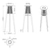 Technical drawing of Westminster Teak Luna Standing Lamp displays its dimensions, proportions, and structure from multiple angles, including top and side views