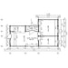 Technical drawing with labeled room dimensions and measurements showing the interior layout of GardenHouse24 USA Den 70 Garden Room