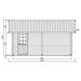 Technical elevation drawing of the GardenHouse24 USA Garage Bjarne 44 Garden Room displaying front dimensions and roof height