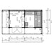 Technical floor plan for GardenHouse24 USA Asta 70 Garden Room displays two distinct rooms with detailed interior and exterior measurements