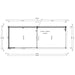 Technical floor plan of GardenHouse24 USA ALU Concept 70A AB Garden Room outlines room dimensions, layout, and wall measurements