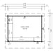Technical floor plan of GardenHouse24 USA Starla 44A ALU Garden Room shows detailed dimensions and layout of the interior space
