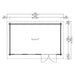 Technical floor plan showing the layout and area (153.9 sq ft) of the GardenHouse24 USA Miriam 44C Modern Garden Room with door placement and detailed dimensions