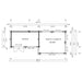 Technical floor plan with precise measurements details the layout of GardenHouse24 USA ALU Concept 70K Garden Room, including two main sections