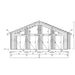 Technical side elevation blueprint showing the structural dimensions and timber placement for the GardenHouse24 USA Caroline 90 Garden Room