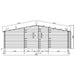 Technical side elevation drawing details the wall structure and dimensions of the GardenHouse24 USA Skanderborg 44 Garden Room